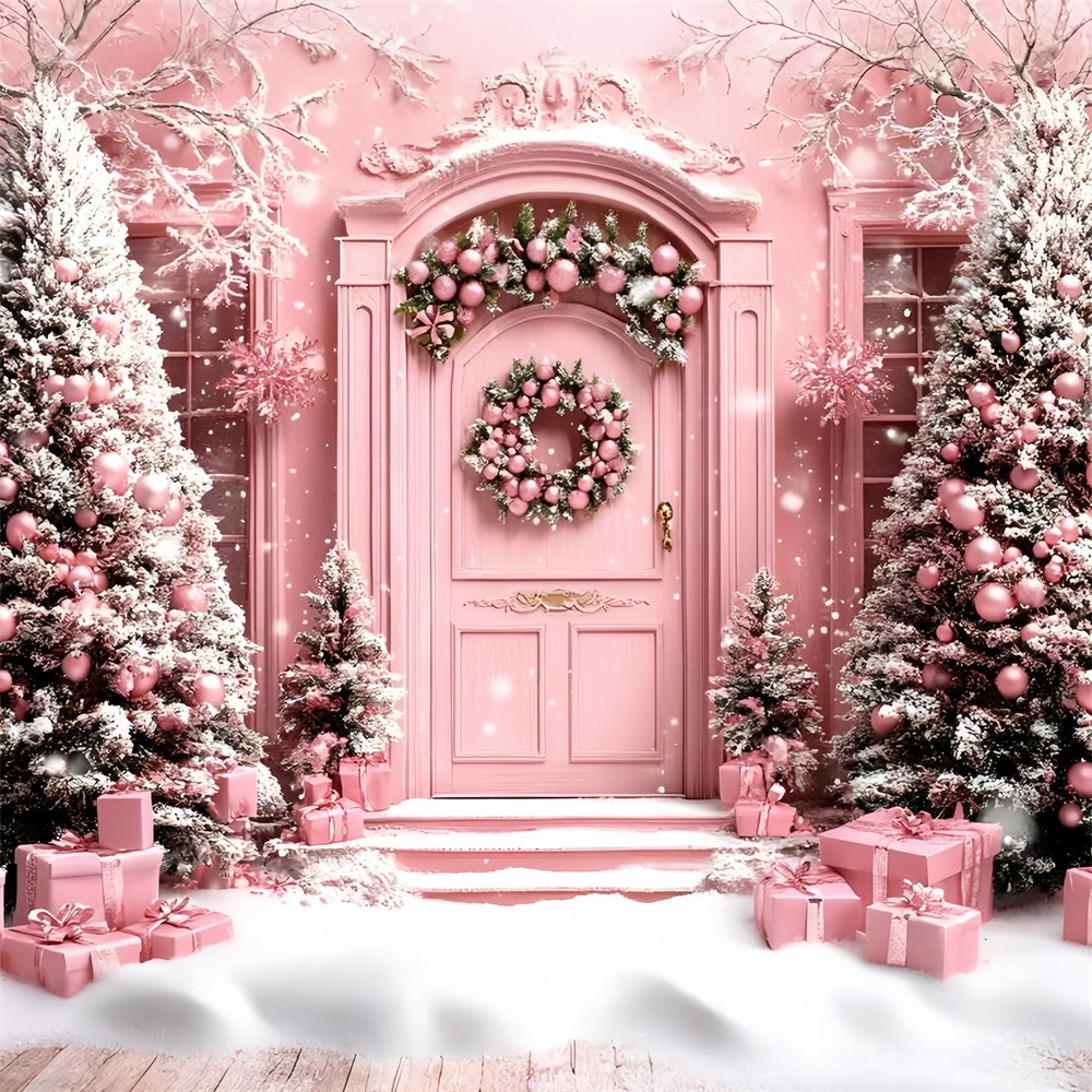 Christmas Backdrops Whimsical Pink Holiday Winter Backdrop UK GQ57-49