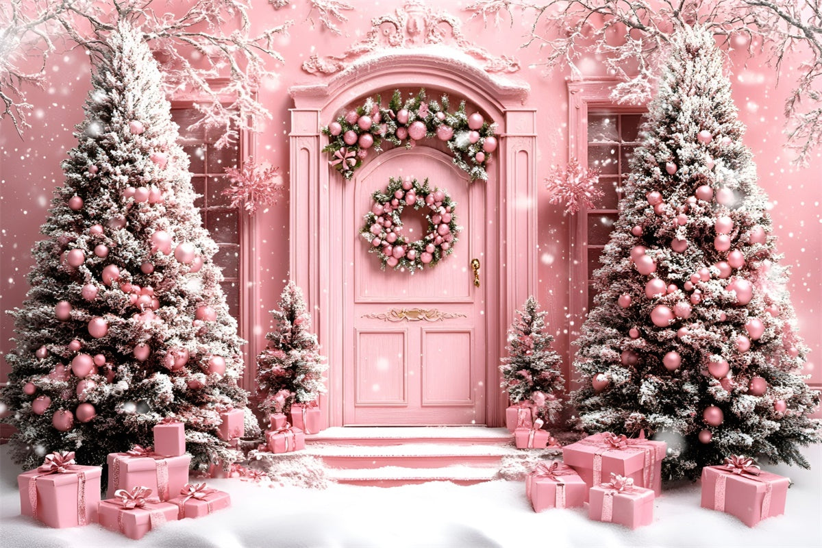 Christmas Backdrops Whimsical Pink Holiday Winter Backdrop UK GQ57-49