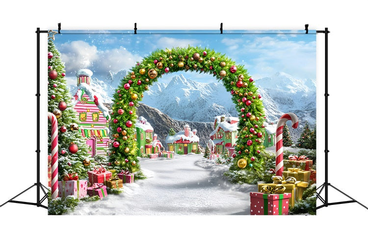 Christmas Village Backdrop Candy Arch Street Backdrop UK GQ57-6