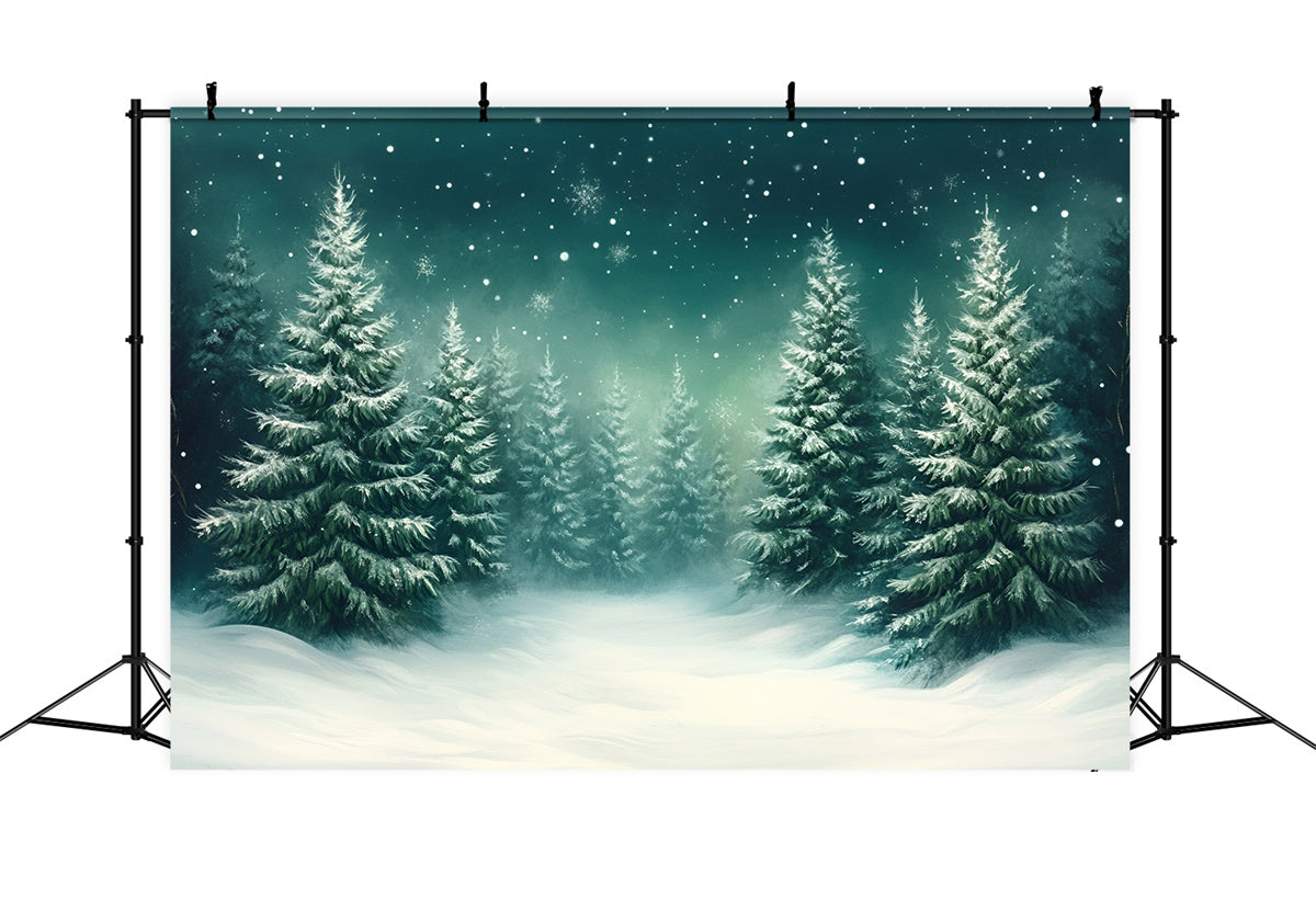 Snow Forest Backdrop Snowflake Pine Serenity Backdrop UK GQ57-68