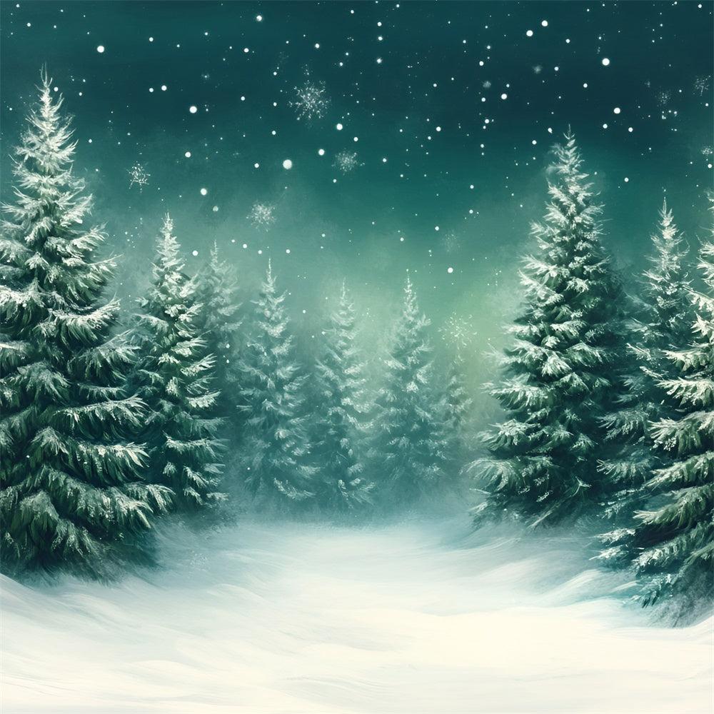 Snow Forest Backdrop Snowflake Pine Serenity Backdrop UK GQ57-68