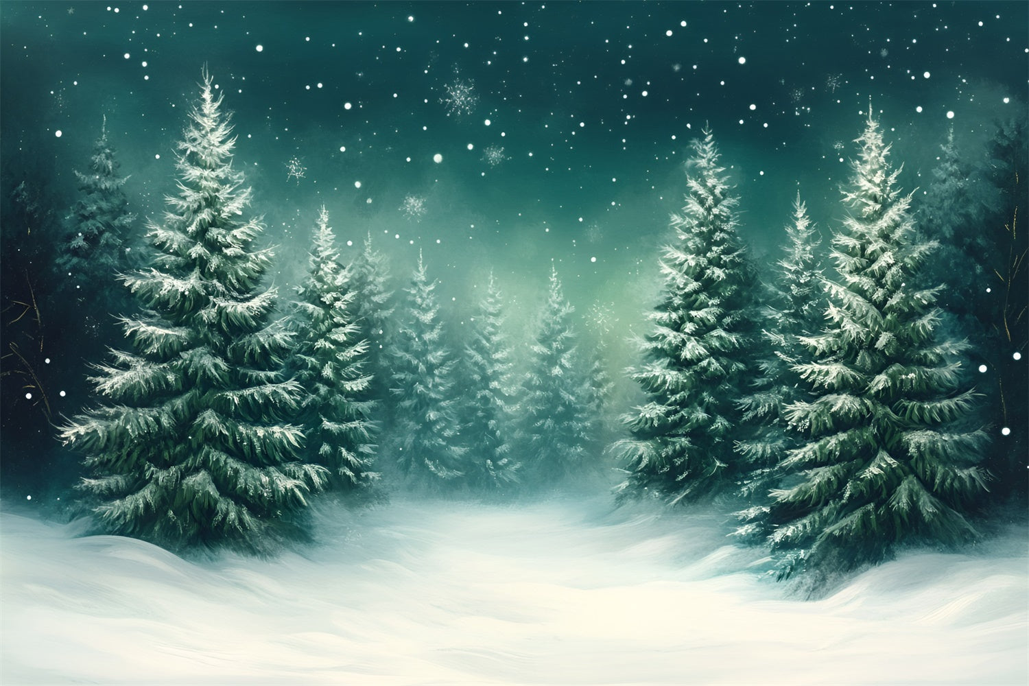 Snow Forest Backdrop Snowflake Pine Serenity Backdrop UK GQ57-68