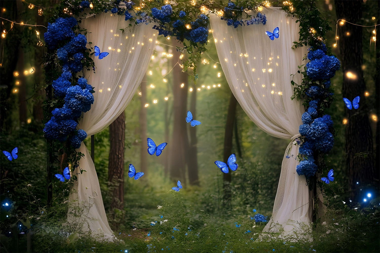 Forest Photo Backdrop Twilight Butterfly Path Backdrop UK GQ57-75
