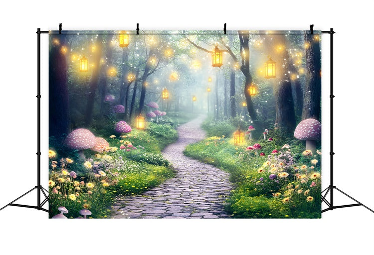 Magical Forest Backdrop Fairy Lantern Path Backdrop UK GQ57-78