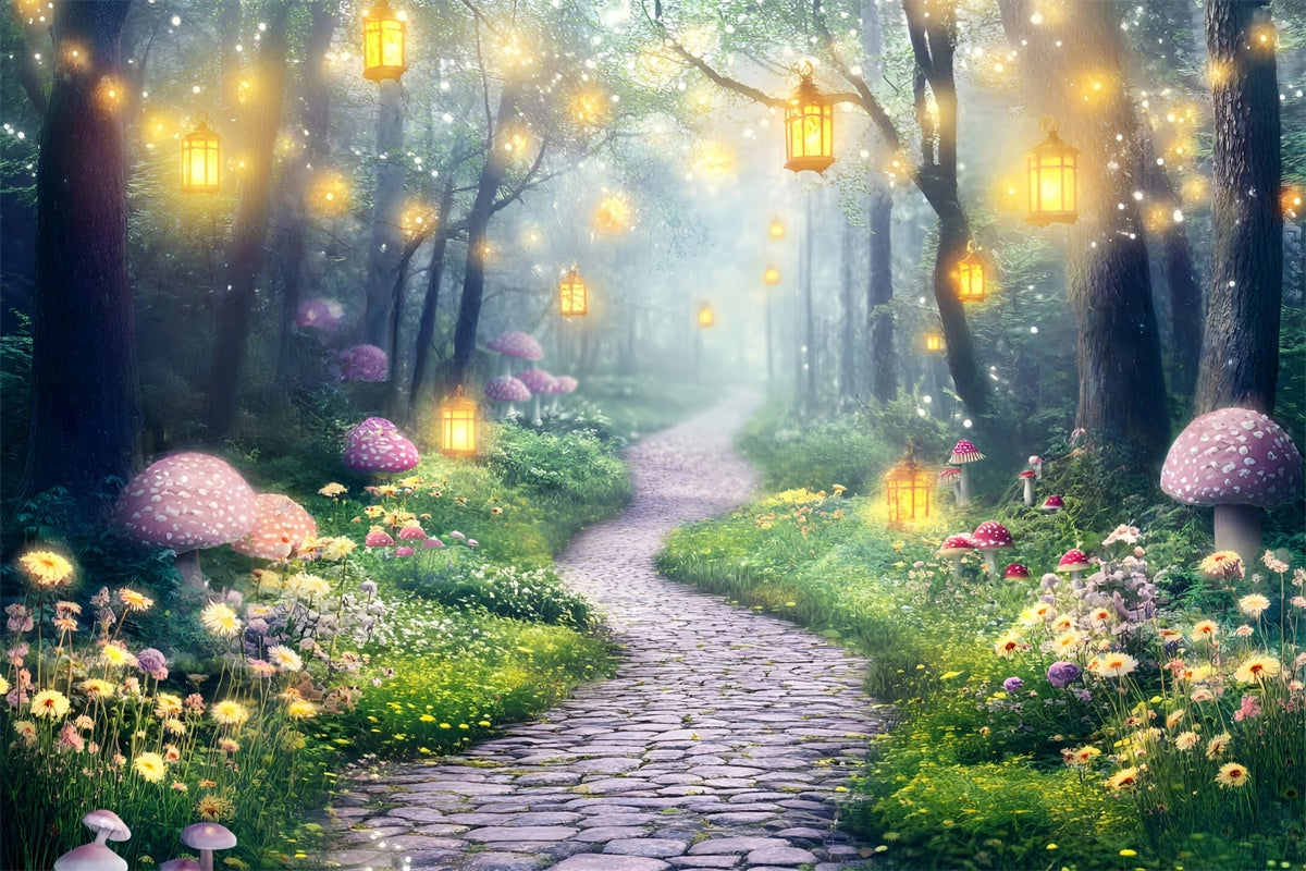 Magical Forest Backdrop Fairy Lantern Path Backdrop UK GQ57-78