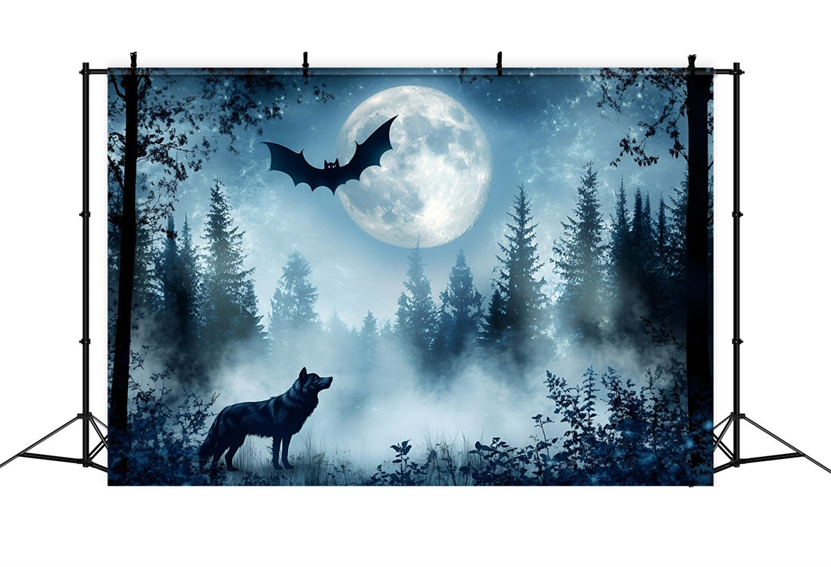 Scary Forest Backdrop Wolf Bat Twilight Backdrop UK GQ57-82