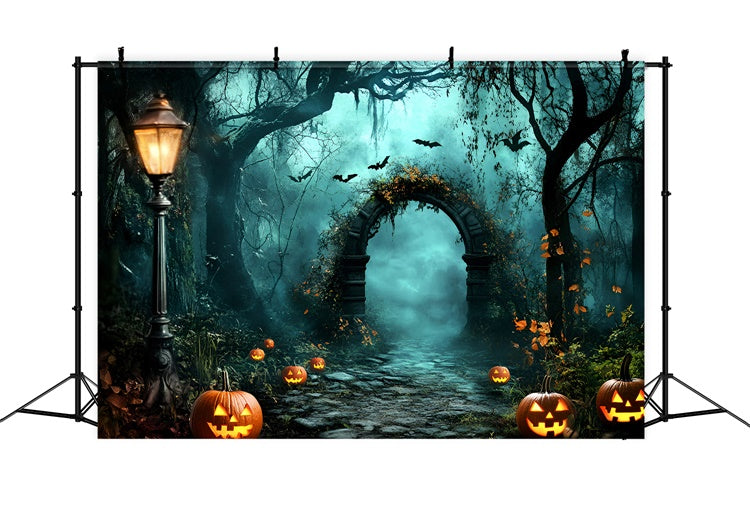 Halloween Forest Backdrop Haunted Pumpkin Path Backdrop UK GQ57-83