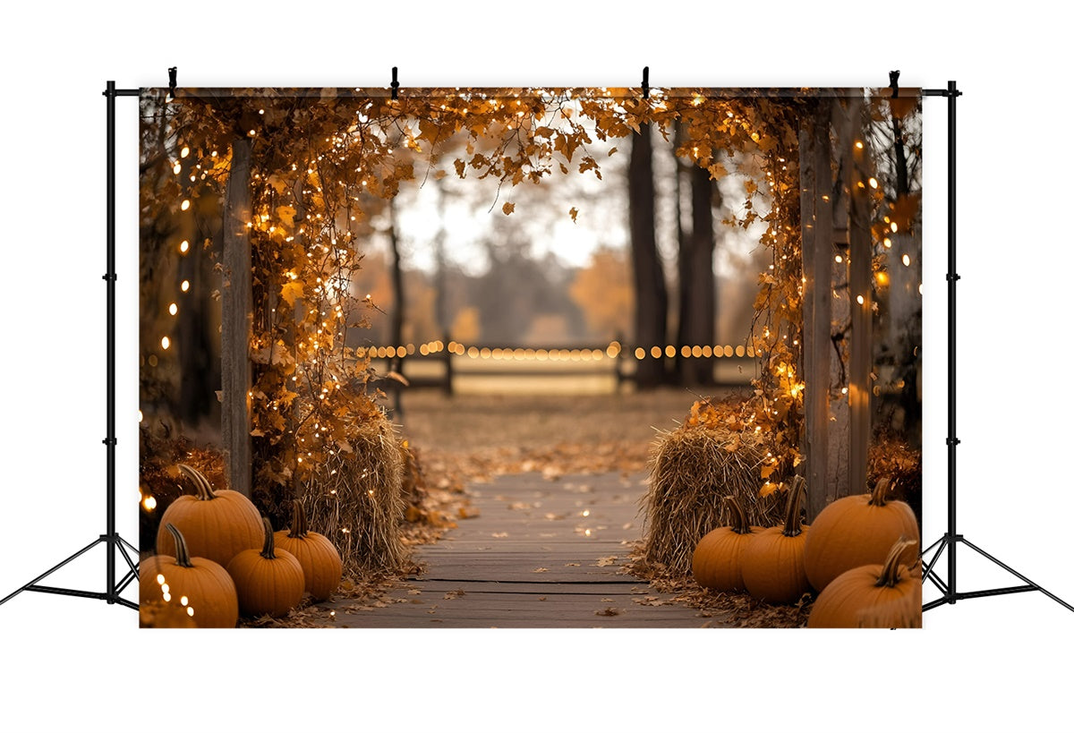 Fall Leaves Backdrop Golden Leaf Lantern Trail Backdrop UK GQ57-92