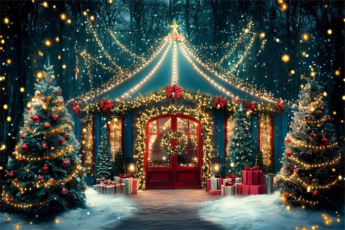 Christmas Backdrops Sale Enchanted Christmas Pavilion Lights Christmas Photo Backdrop UK GQ58-11