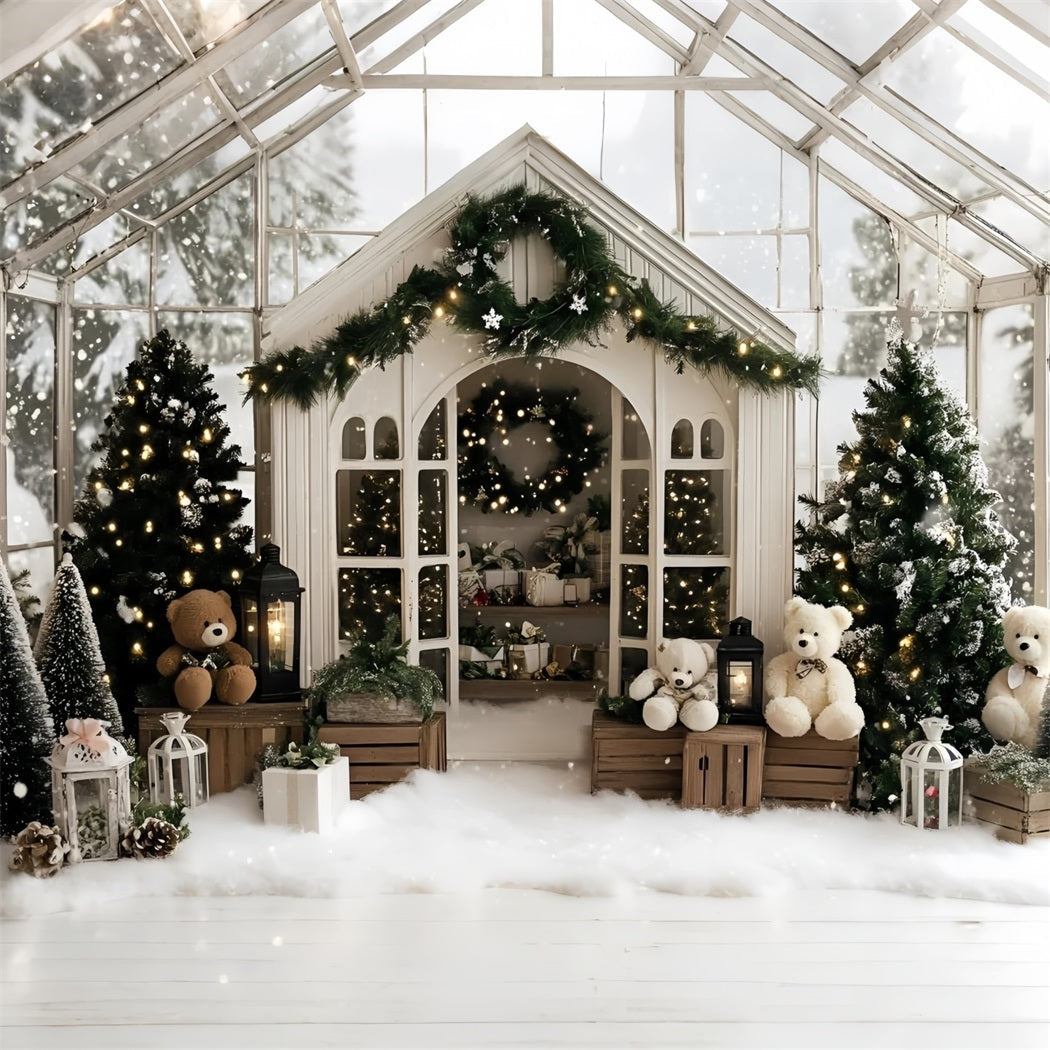Christmas Backdrops Sale Cozy Greenhouse Teddy Holiday White Christmas Backdrop UK GQ58-12