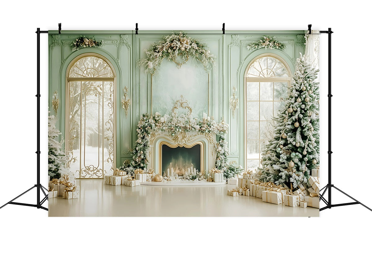 Christmas Fireplace Backdrop Fresh Green Snowy Windows Christmas Backdrop for Photos UK GQ58-19