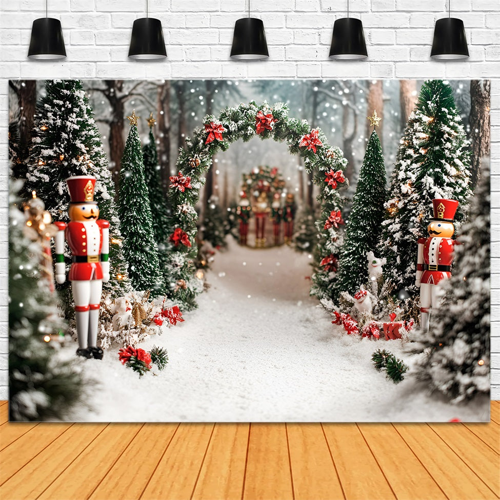 Nutcracker Backdrop Red Velvet Bow Cedar Grove Christmas Tree Backdrop UK GQ58-21