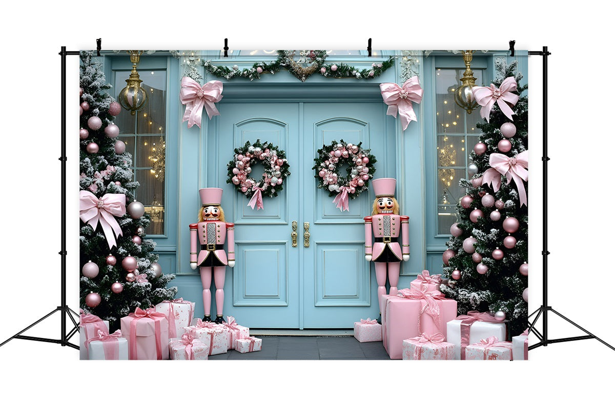 Nutcracker Backdrop Pink Nutcracker Soldiers Doorway Christmas Backdrops for Photography UK GQ58-24