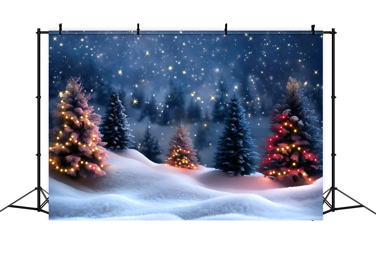 Night Sky Backdrop Starry Night Snowy Pines Christmas Backdrop Ideas UK GQ58-42