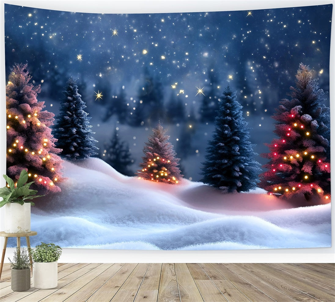 Night Sky Backdrop Starry Night Snowy Pines Christmas Backdrop Ideas UK GQ58-42