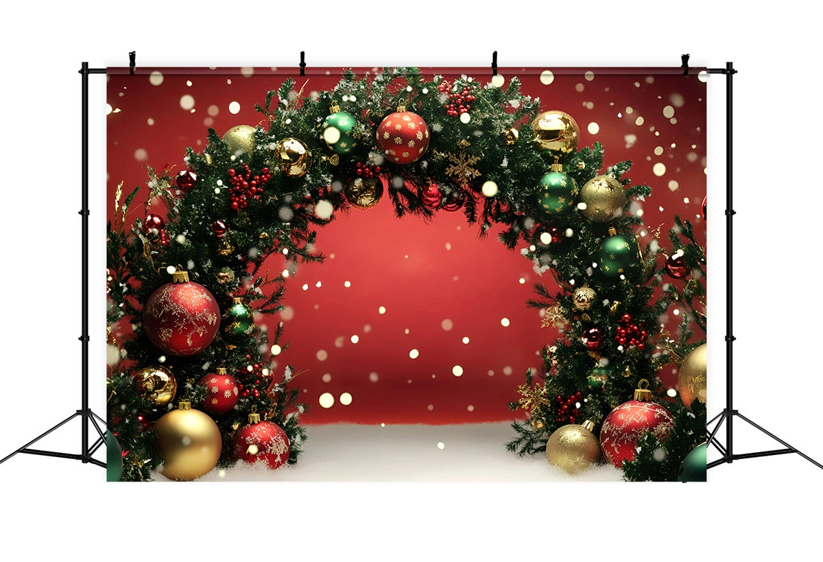 Holiday Backdrops Red Ornament Garland Archway Red Christmas Backdrop UK GQ58-5