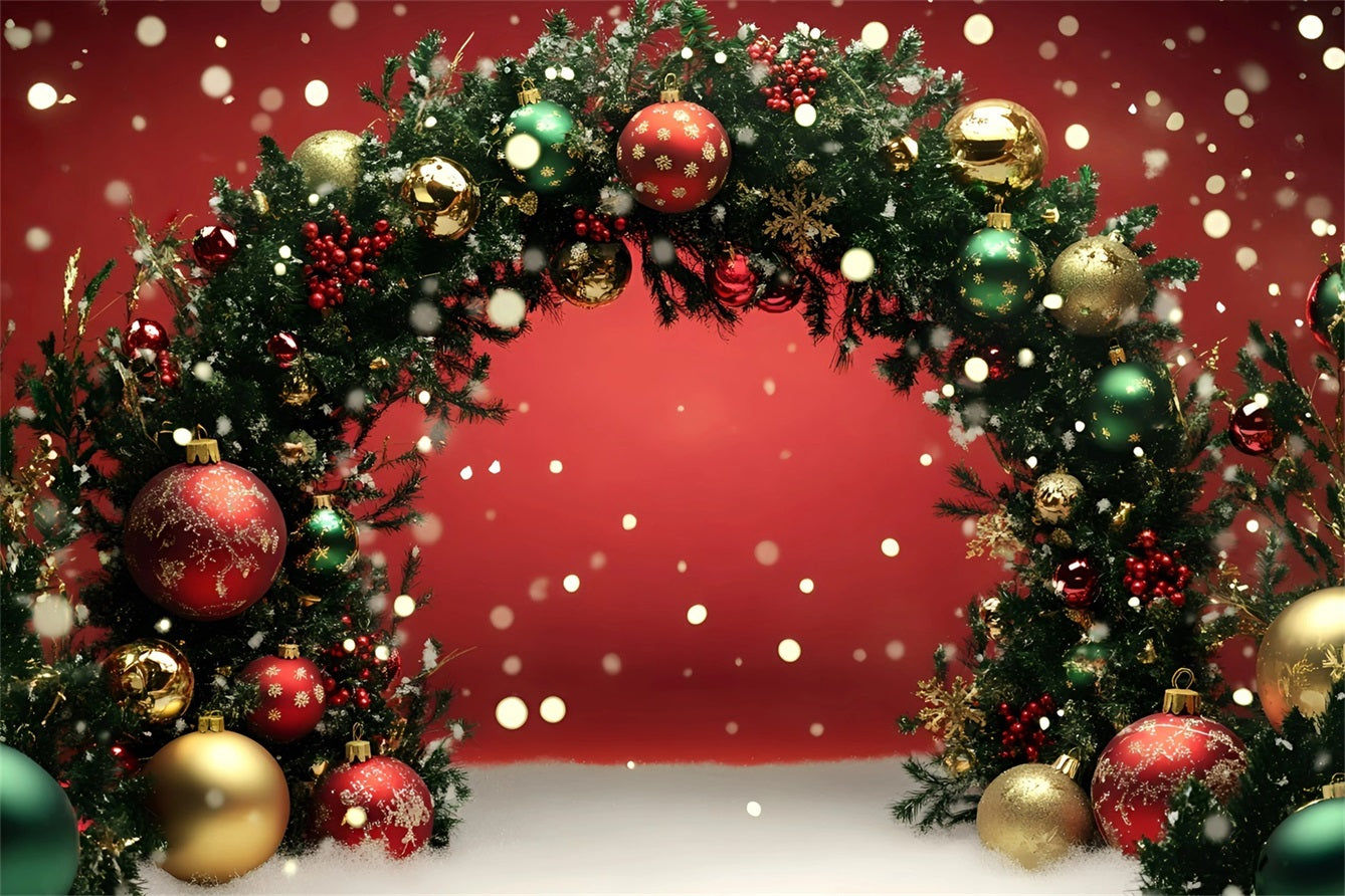 Holiday Backdrops Red Ornament Garland Archway Red Christmas Backdrop UK GQ58-5