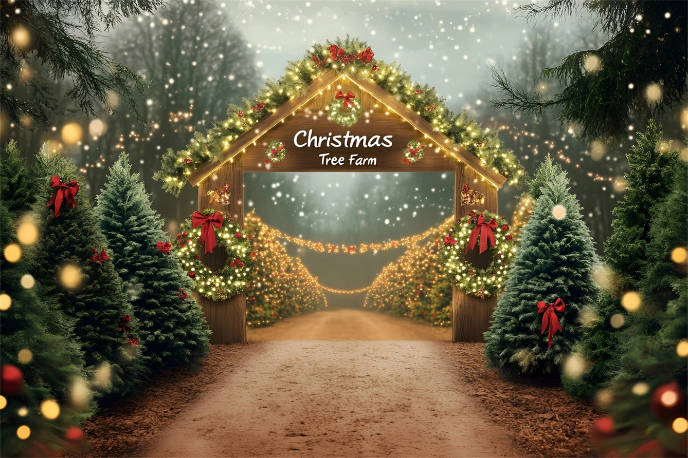 Christmas Tree Farm Backdrop Christmas Tree Farm Wooden Archway Christmas Village Backdrop UK GQ58-50