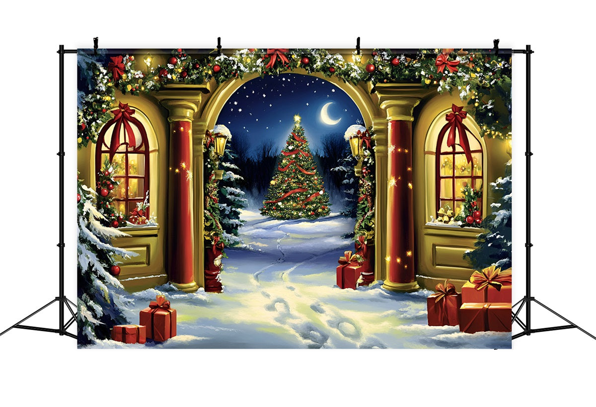 North Pole Backdrop Archway View to Christmas Tree Lane Backdrop Christmas UK GQ58-54