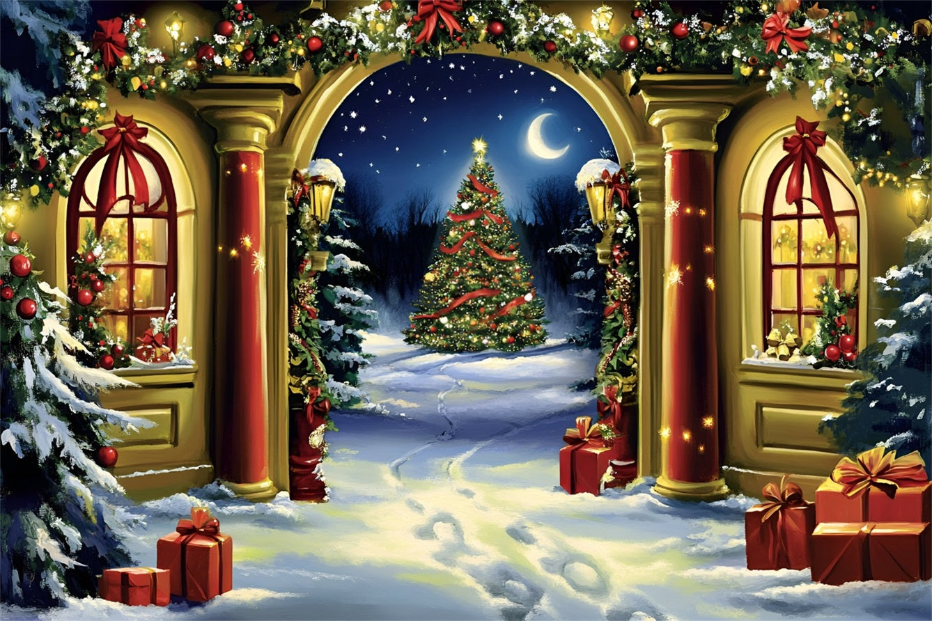 North Pole Backdrop Archway View to Christmas Tree Lane Backdrop Christmas UK GQ58-54