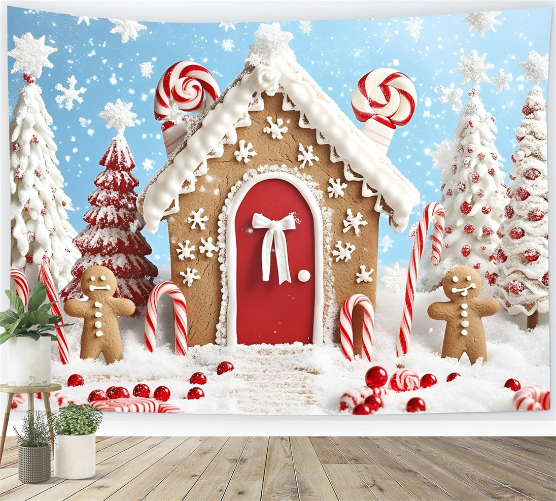 Gingerbread House Backdrop Candy Cane Gingerbread House Christmas Backdrops UK GQ58-7