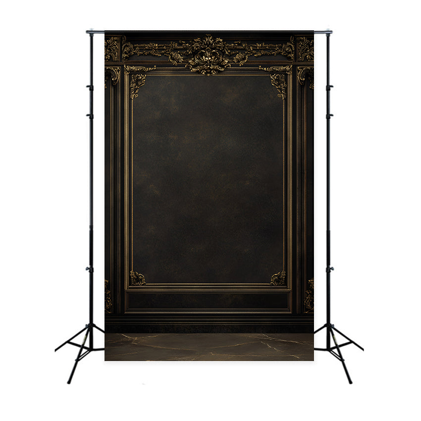 Dark Backdrop Ornate Baroque Gold Frame on Dark Wall Portrait Studio Backdrop UK GQ58-70