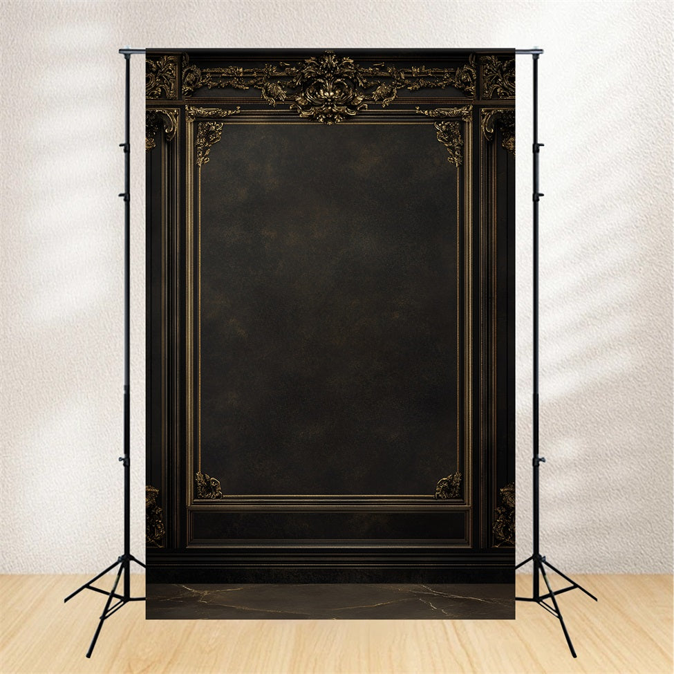 Dark Backdrop Ornate Baroque Gold Frame on Dark Wall Portrait Studio Backdrop UK GQ58-70