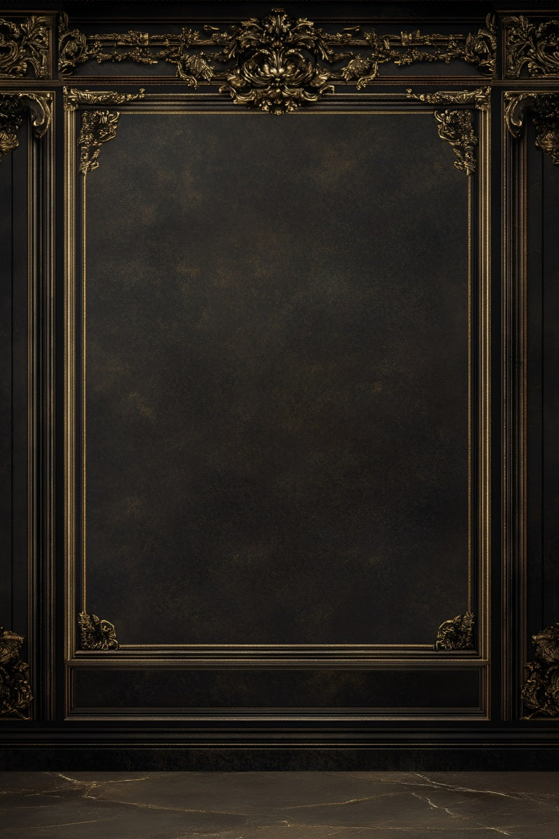 Dark Backdrop Ornate Baroque Gold Frame on Dark Wall Portrait Studio Backdrop UK GQ58-70
