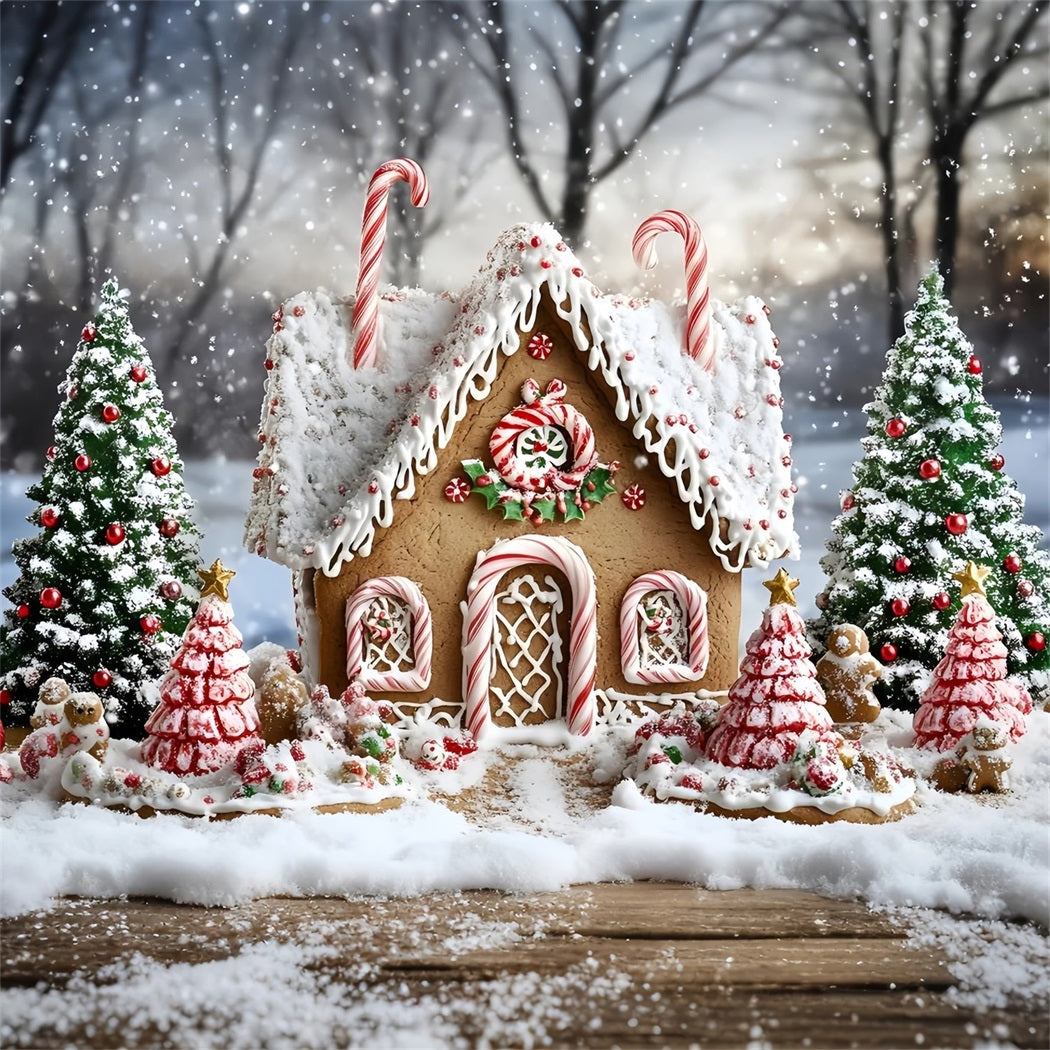 Gingerbread House Backdrop Peppermint Roof Cozy Cottage Christmas Backdrop UK GQ58-8