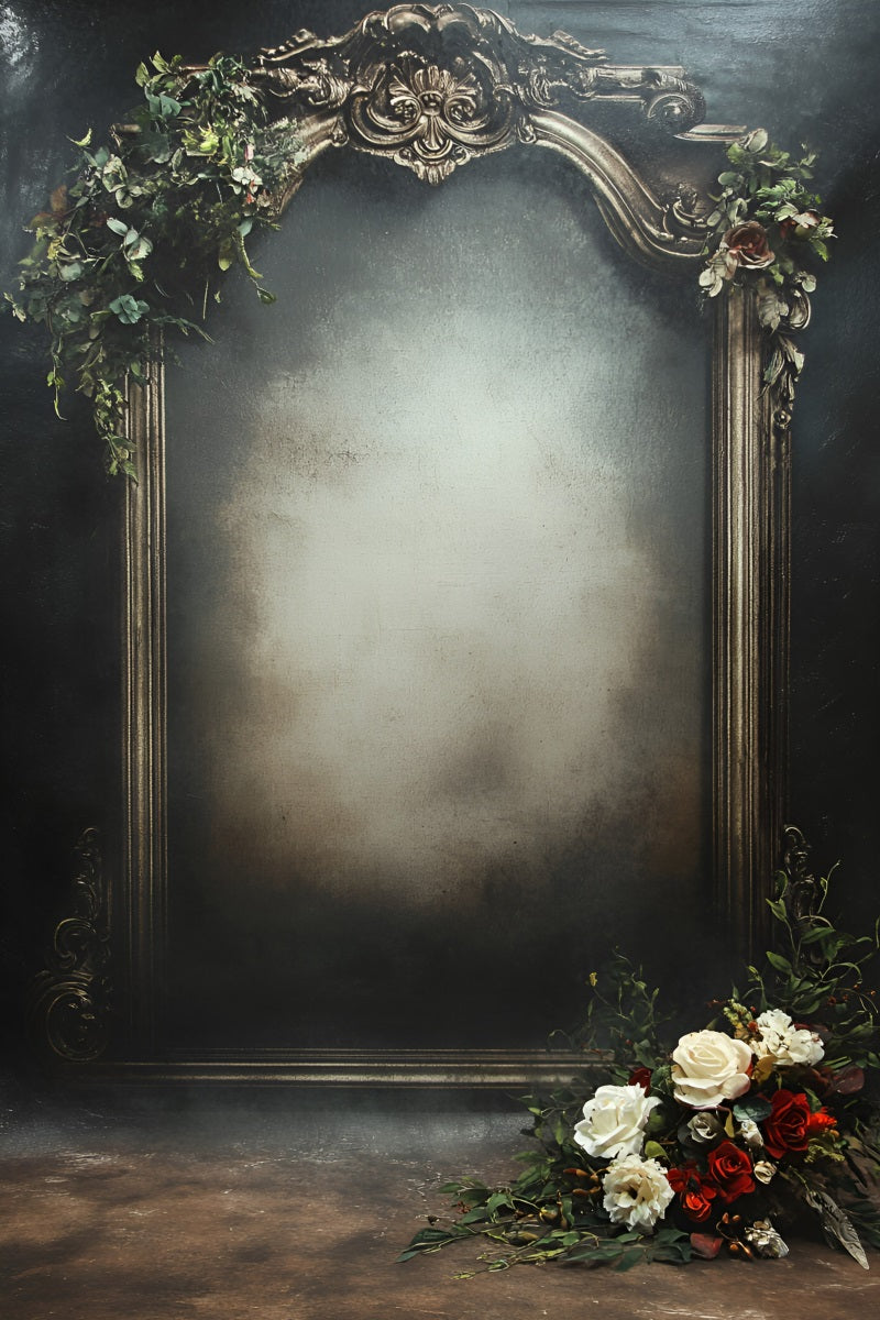 Grunge Backdrop Vintage Ornate Frame with Floral Accents Background for Portrait UK GQ58-87