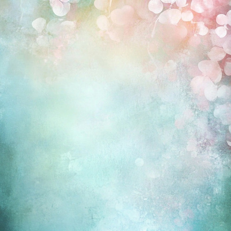 Watercolor Backdrop Dreamy Aqua and Pink Floral Blur Portrait Photo Backdrop UK GQ58-97