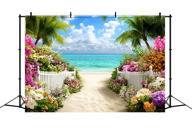Beach Photo Backdrop Beach Entry Flower Summer Photo Backdrop UK GQ6-12