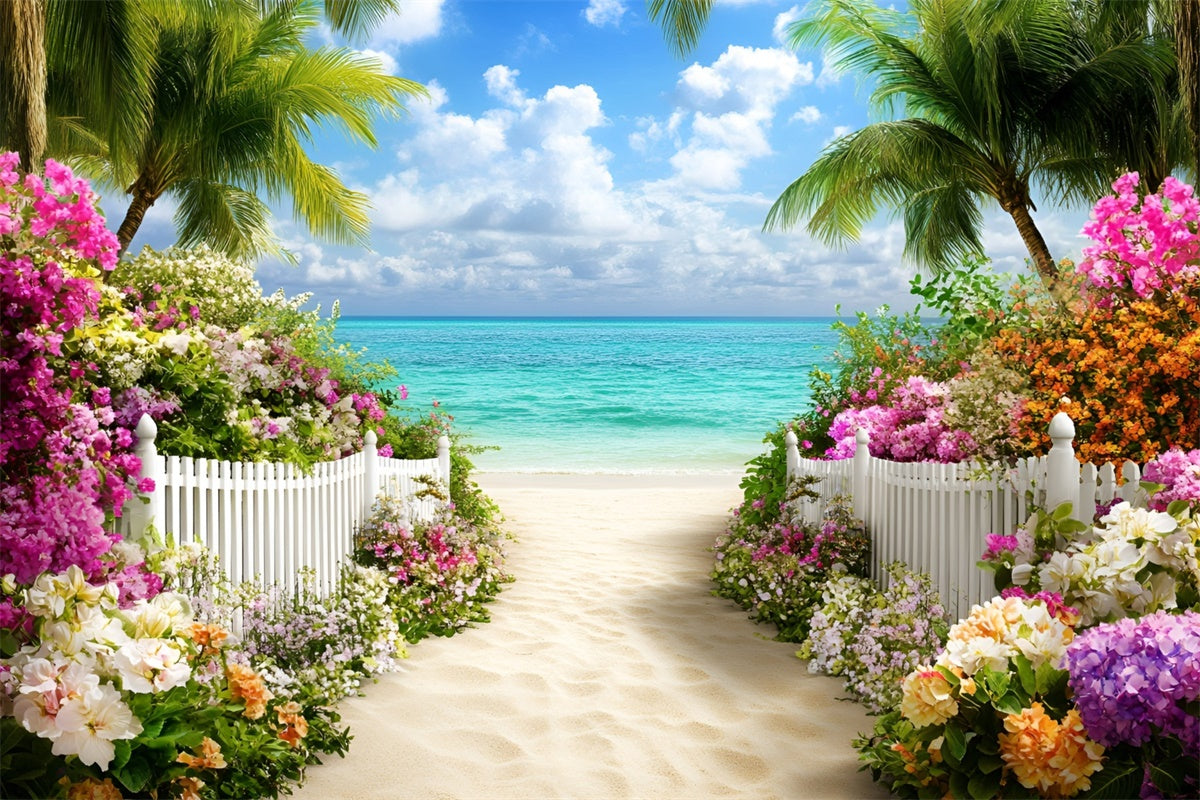 Beach Photo Backdrop Beach Entry Flower Summer Photo Backdrop UK GQ6-12