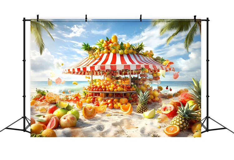 Tropical Beach Backdrop Vibrant Fruit Stand Summer Backdrop UK GQ6-16