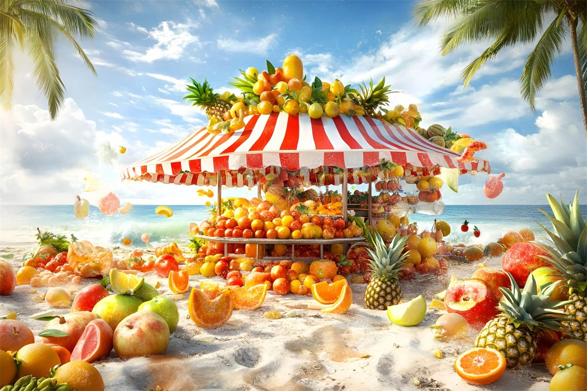 Tropical Beach Backdrop Vibrant Fruit Stand Summer Backdrop UK GQ6-16