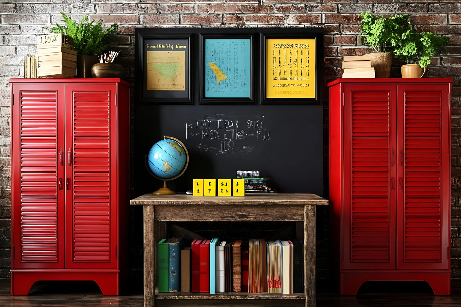 School Picture Backdrop Vintage School Locker Backdrop UK GQ6-168
