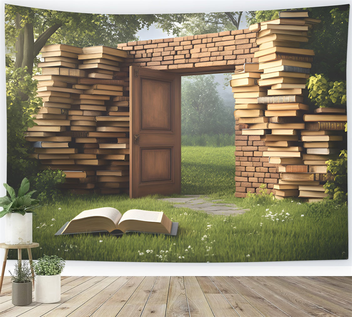 School Picture Backdrop Book Wall Wonderland Backdrop UK GQ6-179