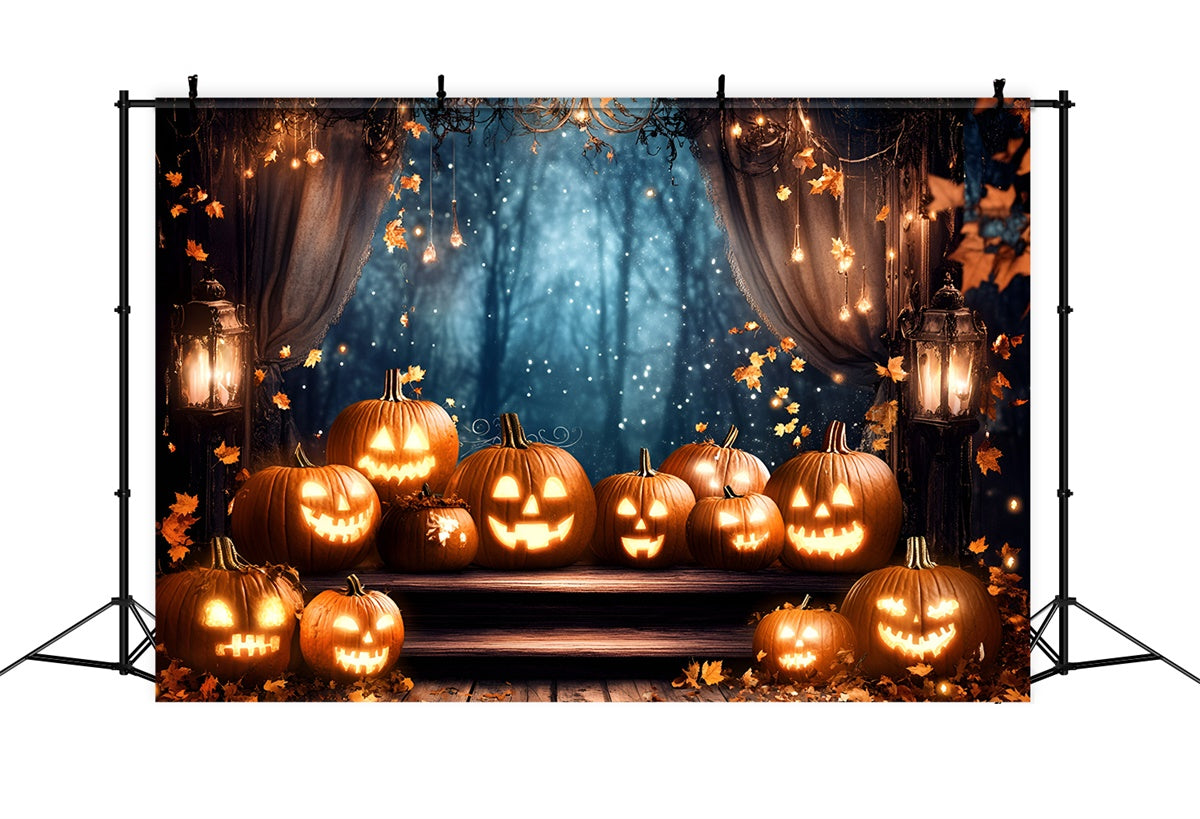 Halloween Picture Backdrop Twinkling Pumpkin Curtain Backdrop UK GQ6-184