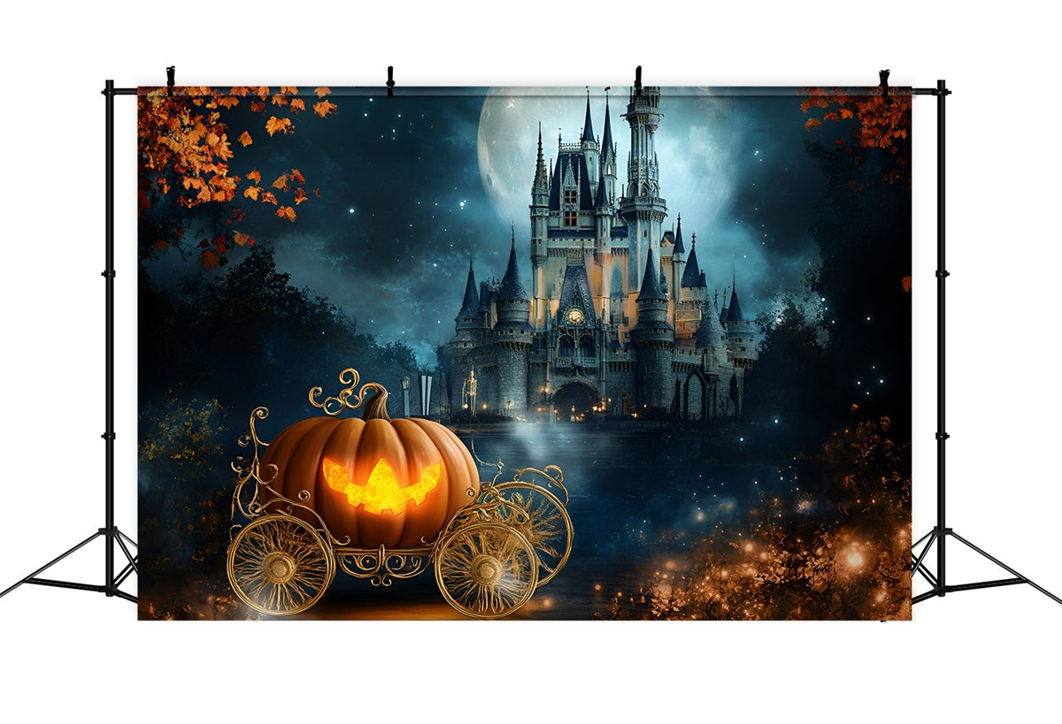 Halloween Backdrop For Photos Pumpkin Carriage Castle Backdrop UK GQ6-185