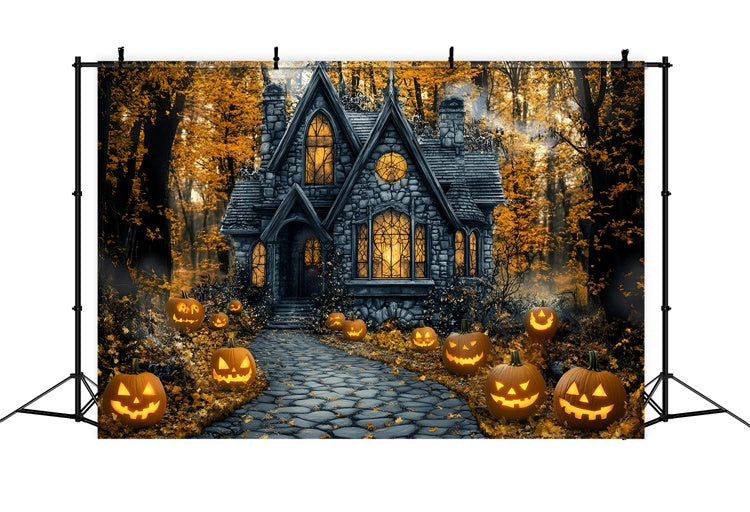Photography Halloween Backdrop Spooky Pathway Pumpkin Backdrop UK GQ6-187