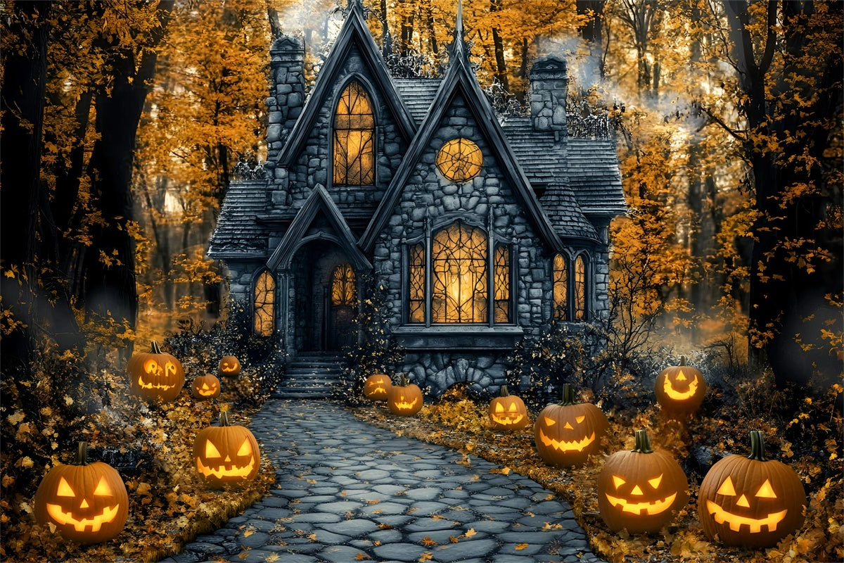 Photography Halloween Backdrop Spooky Pathway Pumpkin Backdrop UK GQ6-187