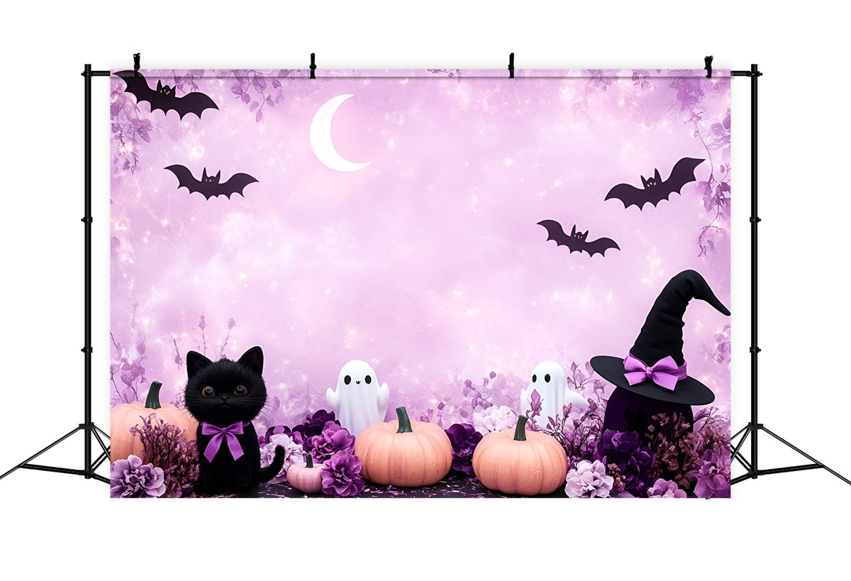 Halloween Photo Backdrop Crescent Moon Bat Flight Backdrop UK GQ6-189