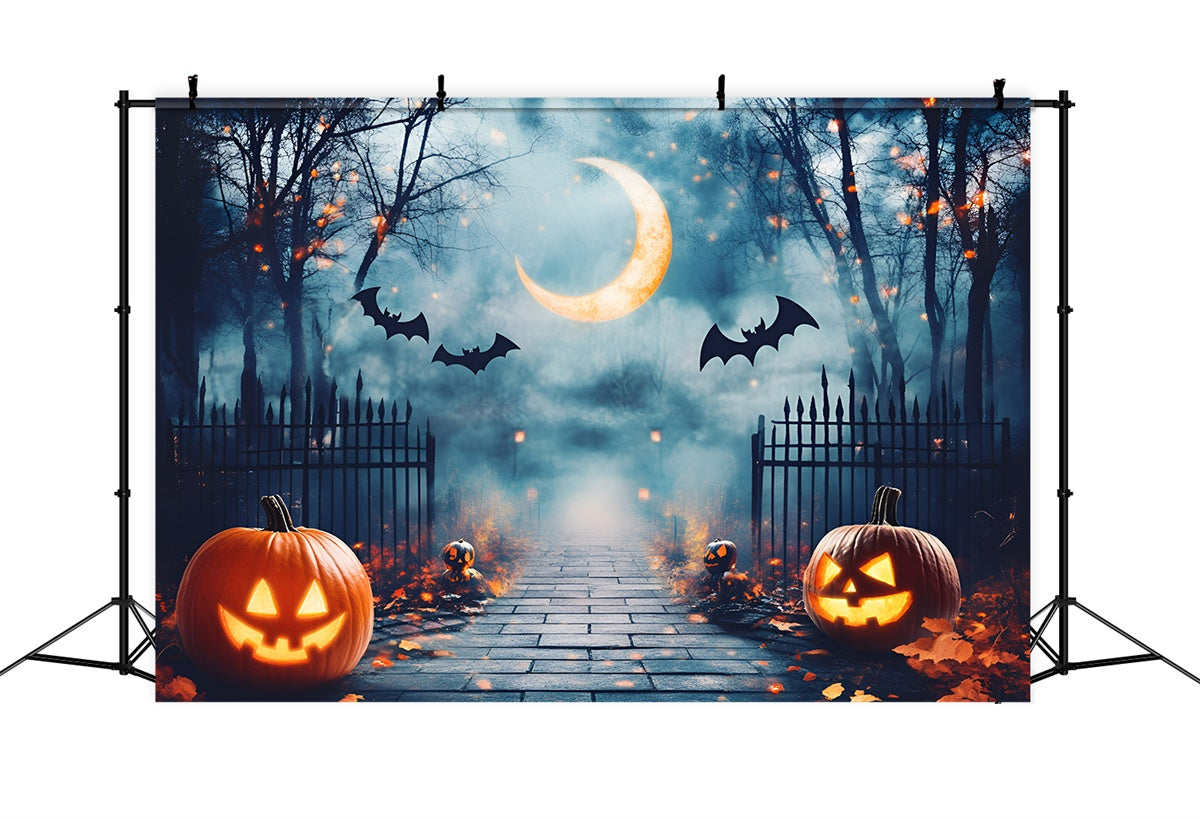 Halloween Backdrop Ideas Moonlit Haunted Gate Path Backdrop UK GQ6-190