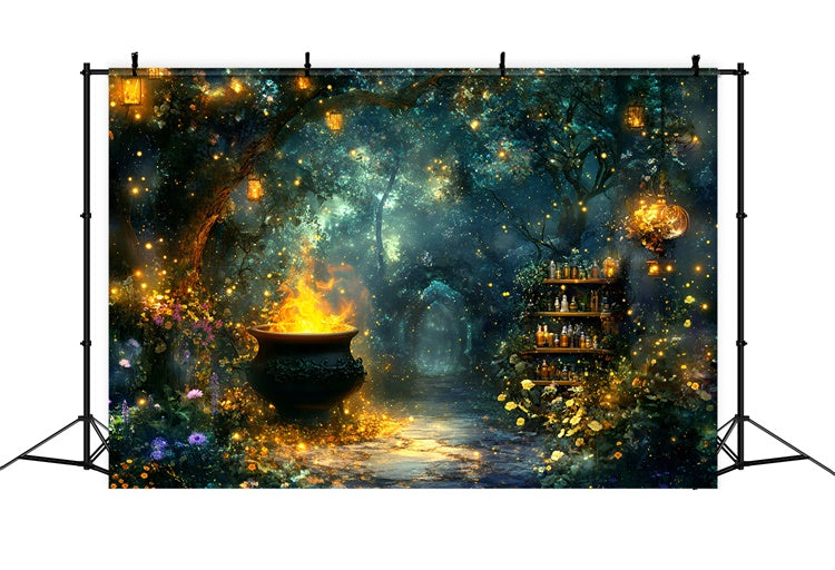 Forest Backdrops Glowing Cauldron Mystical Halloween Backdrops UK GQ6-192