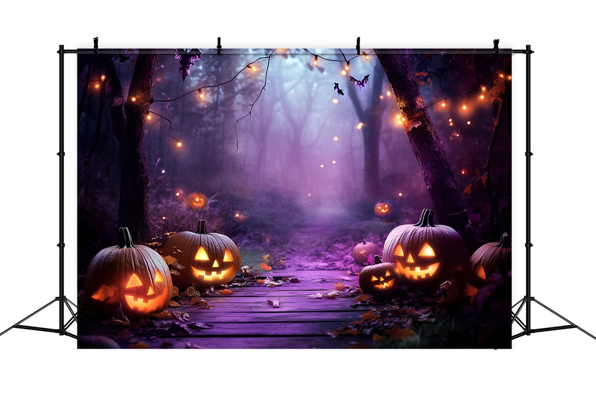 Halloween Backdrop Twilight Pumpkin Spooky Forest Backdrop UK GQ6-201