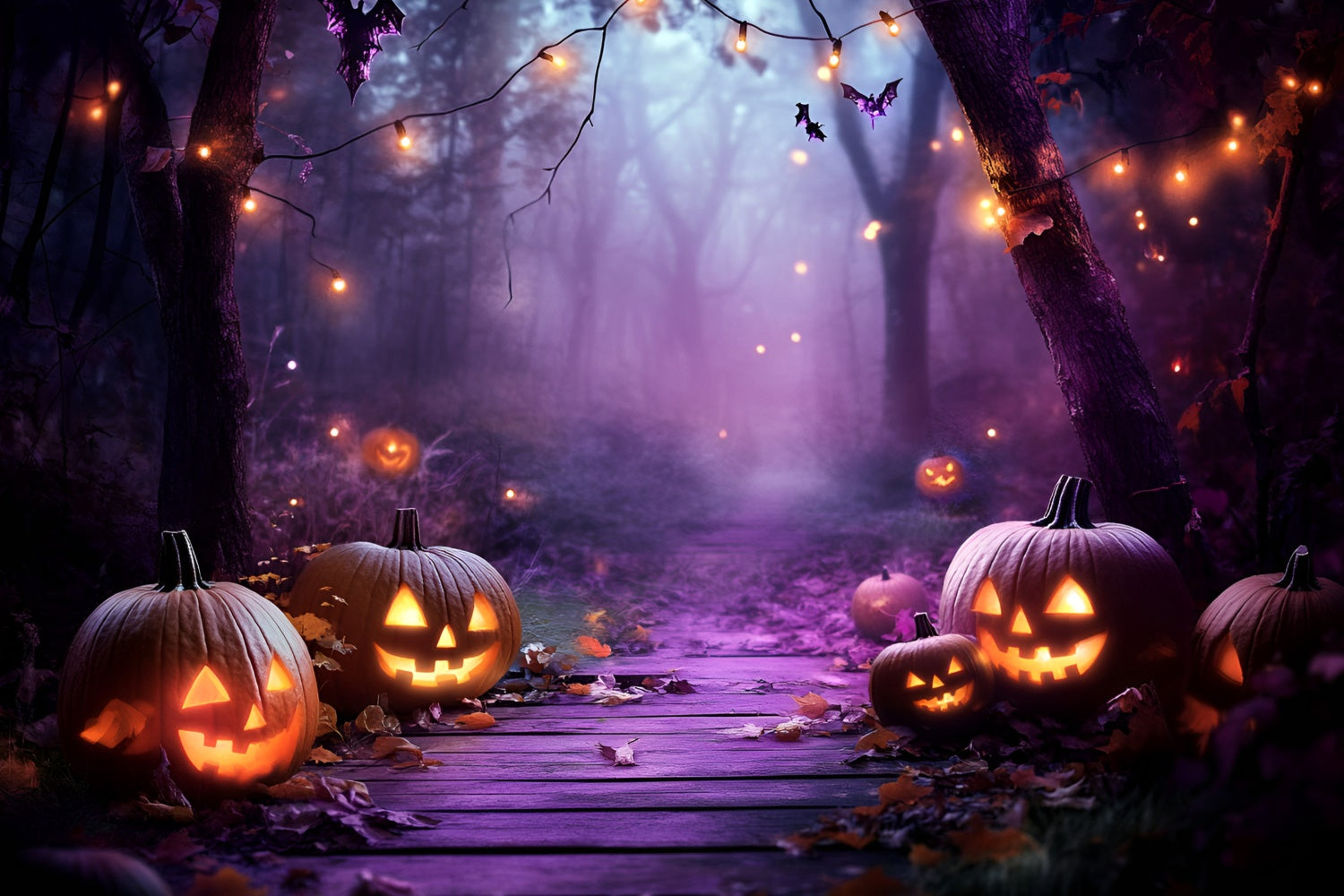 Halloween Backdrop Twilight Pumpkin Spooky Forest Backdrop UK GQ6-201