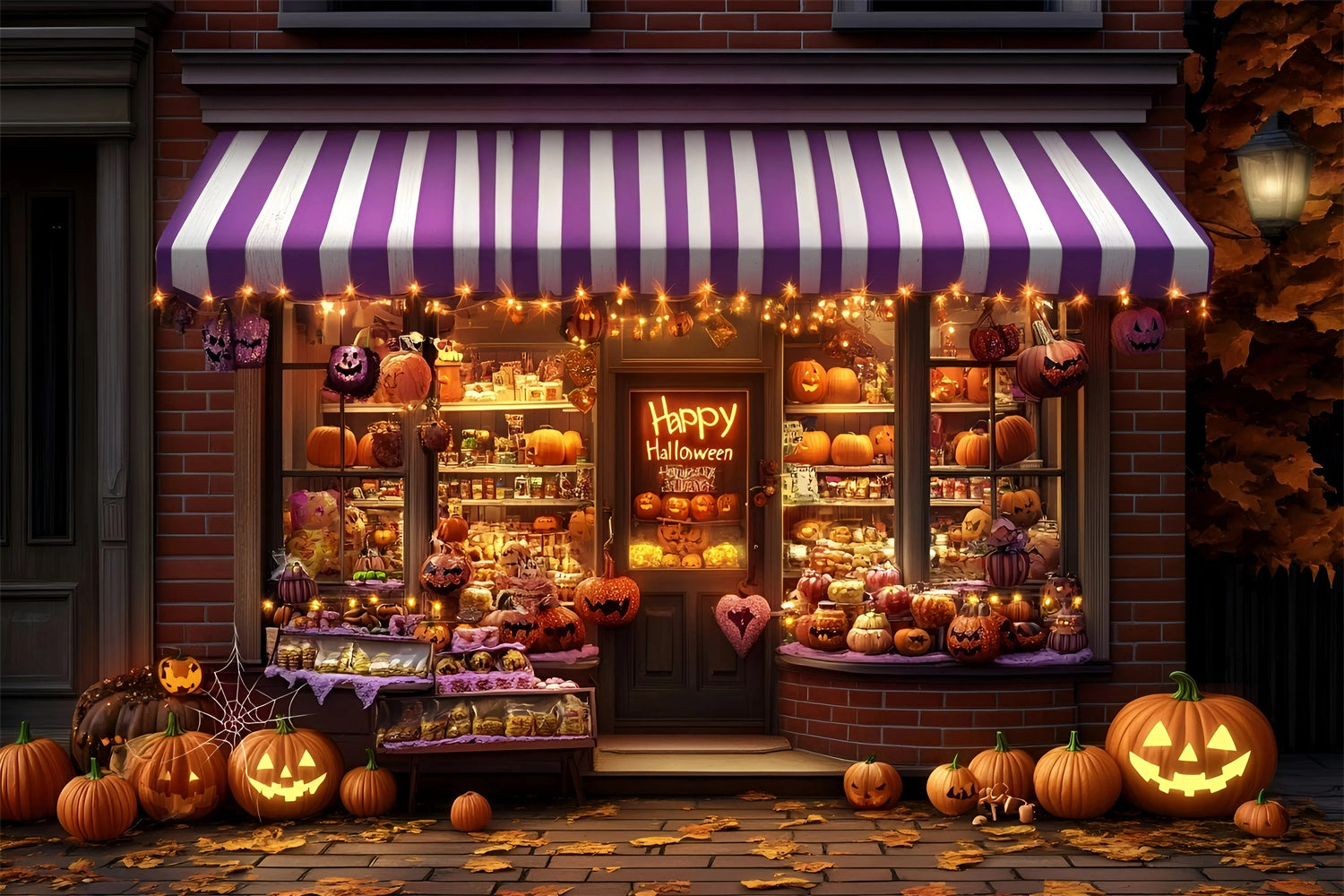 Photography Halloween Backdrop Spooky Pumpkin Window Backdrop UK GQ6-204
