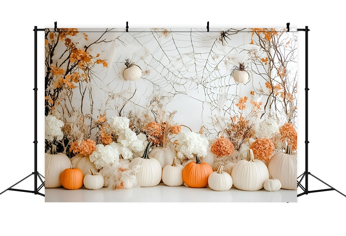 Halloween Wall Backdrop Elegant White Pumpkin Fall Backdrop UK GQ6-207