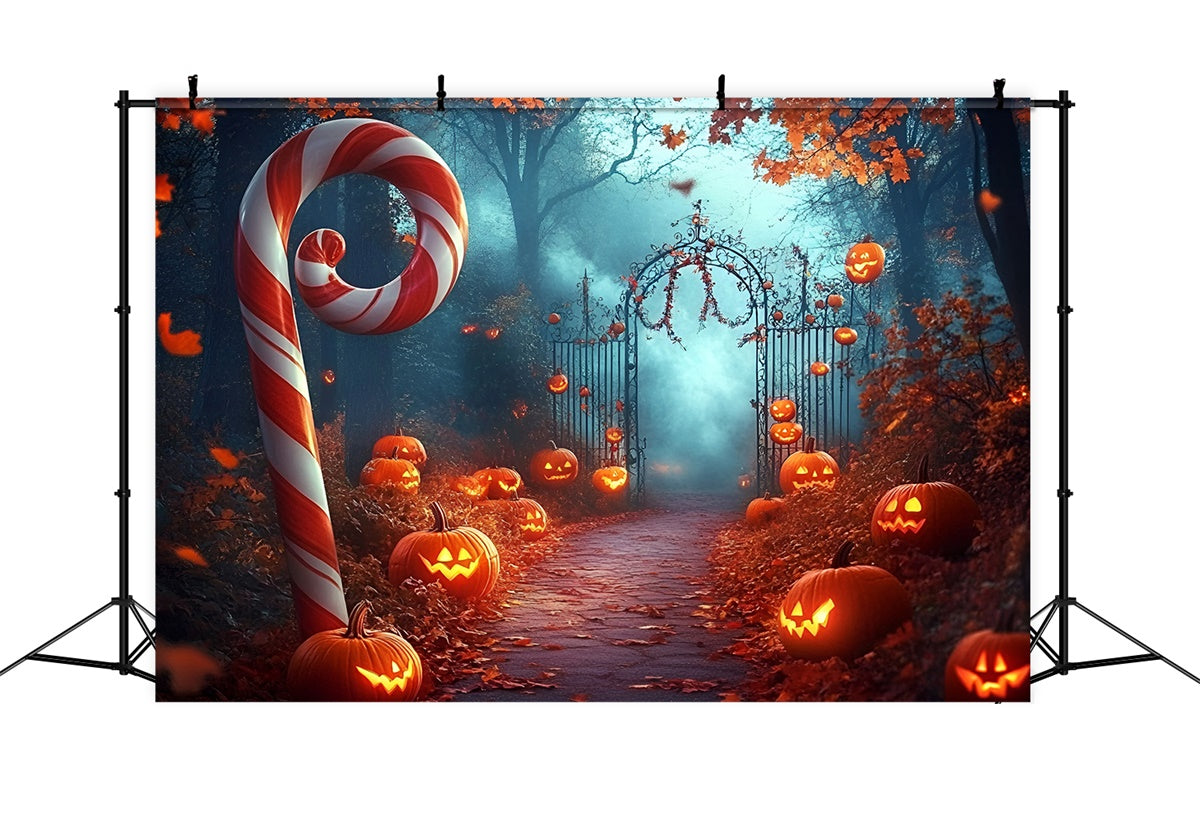Halloween Backdrops Candy Cane Pumpkin Scary Forest Backdrop UK GQ6-208