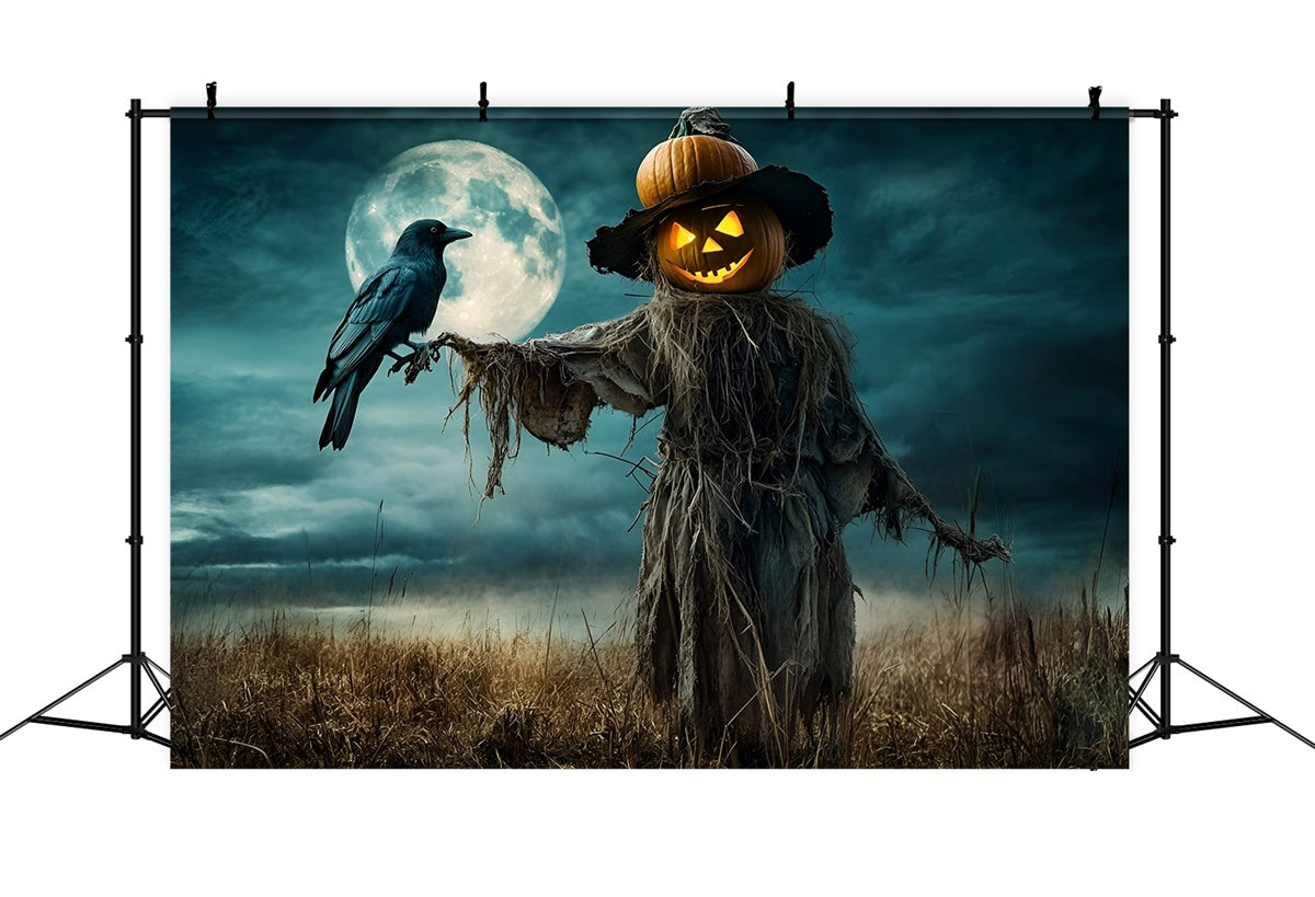 Halloween Backdrop Haunted Pumpkin Scarecrow Field Backdrop UK GQ6-212